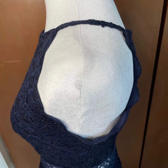 A. Byer Women’s Navy Blue Lace Halter Fit And Flare Mini Dress, Size 9 Juniors - Picture 5 of 12